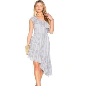 LoveShackFancy Pamela Dress One Shoulder Asymmetrical Blue/White Dress Small